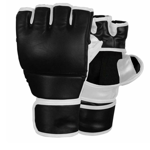 ถุงมือ MMA หนังสีดำแบบสั่งทำถุงมือผ้าระบายอากาศได้ดีมีห่วงปิดสำหรับการฝึกที่มีประกายแบบเปิดนิ้ว-ใช้ได้ทั้งชายและหญิง - Product Image 4