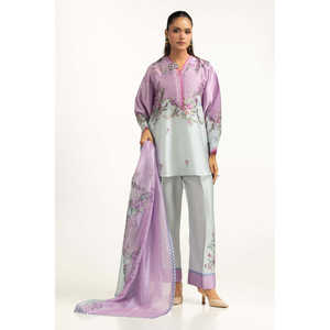 Conjunto de 3 Piezas de Seda Charmeuse Satinada Estampada IUSTKSD-1460 - Product Image 4