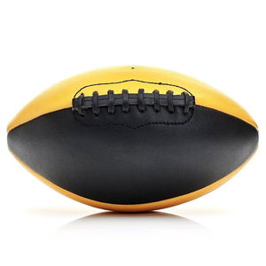 Ballon de football américain en cuir véritable noir personnalisé MESS SPORTS, ballon de rugby pour adultes, sports de plein air - Product Image 1