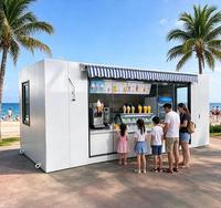 Kiosque de café personnalisé en conteneur, stand de vente alimentaire avec comptoir de service et fenêtres, structure préfabriquée, design modulaire