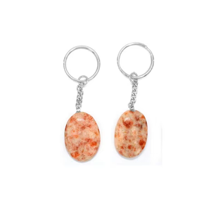 Porte-clés en cristal de haute qualité, pierre de soleil ovale, porte-clés en pierre naturelle, cadeaux pour femmes, vente en gros - Product Image 2