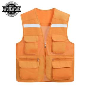 Chaleco de seguridad para construcción para hombre, rayas reflectantes OEM 2022, alta visibilidad, fluorescente, amarillo - Product Image 6