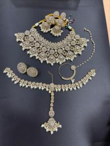 Conjunto de collar Vintage Kundan, joyería india, conjunto de boda con cuentas nupciales a la moda con pendientes de patrón de campana de perlas, moda al por mayor - Product Image 3