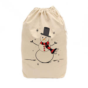 Bolsas de Algodón con Diseño de Muñeco de Nieve y Santa Claus para Navidad, Decoraciones Festivas, Bolsas de Regalo Navideñas, Bolsa con Cordón Ajustable de Tamaño Personalizado, Reutilizable - Product Image 1