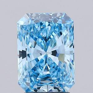 Diamante Radiante de 2.00ct, Azul Intenso, VVS2, Cultivado en Laboratorio, para Joyería, Diamante CVD - Product Image 1