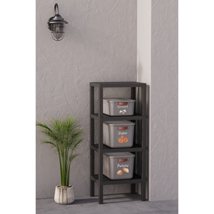 3-Tier Shelved Vegetable Rack Set, Potato, Onion, Garlic Grey Storage <b>Box</b> and 4-Tier Ombeg <b>Shelf</b> Set - Product Image 6