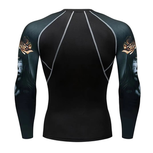 Sublimation <b>Printed</b> Spandex Bjj Quick-dry Men Compression Shirt Top Long Sleeve Sports Baselayer Running Dry Rash Guard - Product Image 5
