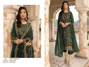Georgette lourde avec broderie costume de style pakistanais pour la vente en ligne - Product Image 3