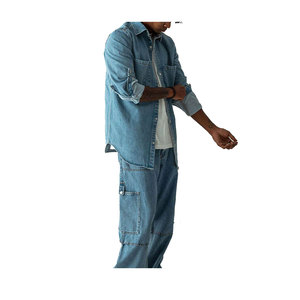 Chemise en jean à manches longues de meilleure qualité personnalisée pour hommes Design unique Top vintage Tendance pour le printemps - Product Image 3