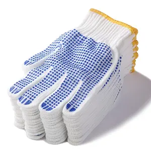 耐熱綿安全手袋アイロンがけ黒PVCドット付き7ゲージ漂白白色