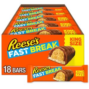 REESE'S FAST BREAK Chocolate, Peanut Butter and Nougat King Size, Candy <b>Bars</b>, 3.5 oz (18 Count) - Product Image 4