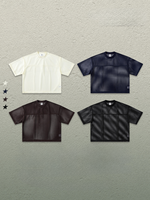 T-shirt en maille coupe ample pour homme, style streetwear, ajouré, respirant, en tissu filet, à manches courtes, pour superposition, avec logo personnalisé
