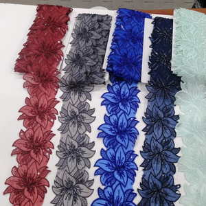 ชุดส่าหรีสำหรับชุดเจ้าสาวผ้าส่าหรีผ้าลูกไม้สำหรับตกแต่งขอบด้วยลูกปัดไข่มุกหรูหราเป็นมิตรกับสิ่งแวดล้อม - Product Image 1