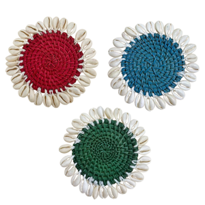 Posavasos de mimbre de concha de diseño Floral hechos a mano al por mayor, posavasos de mimbre para cocina, posavasos de origen de Vietnam - Product Image 5