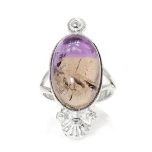 แหวนนิรันดร์โบโฮสไตล์คลาสสิกสีเงินสเตอร์ลิง925พร้อมพลอยอเมตินในการตั้งค่าแบบหนามเตย - Product Image 4