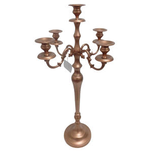 Portavelas pequeño de tendencia, 5 brazos, Color níquel plateado, sala de estar, mesa de comedor, decoración del hogar, portavelas - Product Image 3