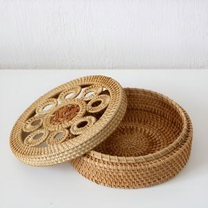 Tailles personnalisées articles ménagers boîte cylindrique décorative tissée à la main boîtes cadeaux rondes en rotin vente en gros - Product Image 2