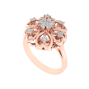 แหวนเงินแท้ 925 ชุบทองคำขาวและโรสโกลด์ ประดับเพชรคิวบิกเซอร์โคเนีย ลายดอกไม้ น้ำหนัก 3.0 กรัม สำหรับผู้ชาย - Product Image 4