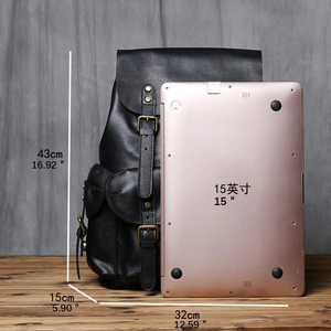 Manufacturer Custom High Quality Classic Luxury Daily Use Genuine Real Cow Leather Business Travel Laptop <b>Backpack</b> <b>for</b> <b>Men</b> - Product Image 4
