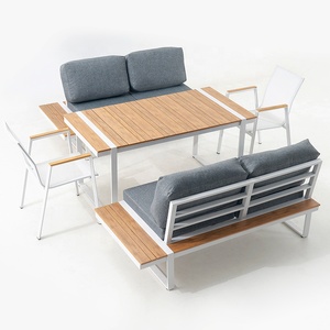 Ensemble <span class=keywords><strong>de</strong></span> canapés <span class=keywords><strong>de</strong></span> <span class=keywords><strong>jardin</strong></span> modernes imperméables, structure en <span class=keywords><strong>aluminium</strong></span>, <span class=keywords><strong>bois</strong></span> plastique, canapé d'extérieur, coussins et oreillers en polyester, <span class=keywords><strong>salon</strong></span> et cour - Product Image 4