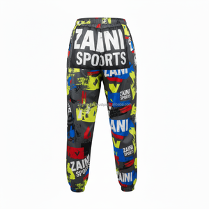 Pantalon coupe-vent pour femme en polyester GSM premium, léger, toucher doux, imprimé multicolore, logo personnalisé, transfert thermique, pantalon coupe-vent - Product Image 2