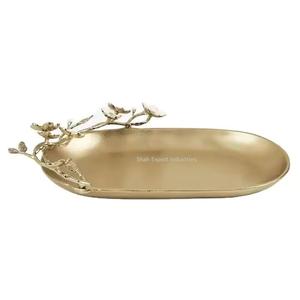 Chocolat Fruits secs plateau de service en aluminium plaqué or fait à la main plateau de service alimentaire plat pour Ramadan servant utilisé - Product Image 6