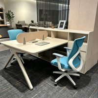 Poste de travail modulaire moderne pour bureau avec armoire de classement, table de poste de travail pour 2 personnes