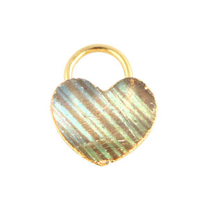 Labradorita natural para mujer, abalorio chapado en oro, cierre de corazón romántico, regalo - Product Image 1