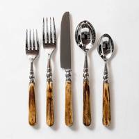Lot de 5 couverts modernes ton argent avec poignées élégantes et écologiques en acier inoxydable Design américain unique