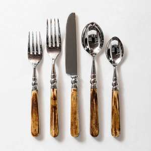 Lot de 5 couverts modernes ton argent avec poignées élégantes et écologiques en acier inoxydable Design américain unique - Product Image 2