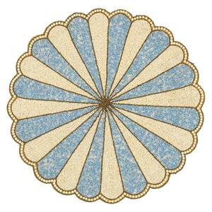 Handcrafted Round Glass Bead <b>Placemat</b> in Sky Blue and <b>White</b> Beaded Table Mat for Dining, Weddings, and Elegant Table Settings - Product Image 4