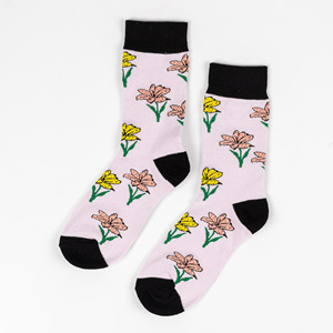 Wholesale Jacquard Flower Design Crew 100% Soft Cotton Floral <b>Socks</b> Funny Cute Logo Daily Use for <b>Women</b> Factory Made Vietnam - Product Image 2