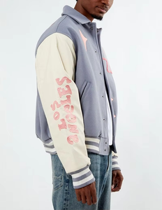 เสื้อแจ็กเก็ตขนสัตว์ของผู้ชายเสื้อแจ็กเก็ตผ้าขนแกะมีปกเสื้อสไตล์ฮิปฮอปเสื้อลำลองงานตามสั่ง - Product Image 3