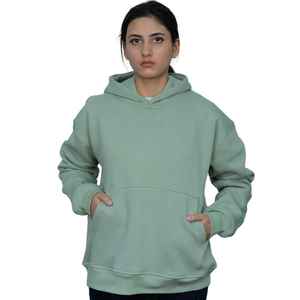 Sudaderas con capucha de algodón 100% informales de lana estampadas y sólidas para mujer, ropa de calle cálida de invierno, prendas de vestir exteriores de moda en verde menta - Product Image 2