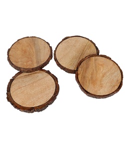 Sous-verres en bois naturel avec écorce d'arbre Sous-verres en bois de manguier pour vos boissons Boissons Bar à vin Taille personnalisée Couleur bois naturel - Product Image 5