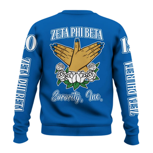 Sudadera con Cuello Redondo Zeta Phi Beta para Mujer, Ropa Griega de 1920, Sudadera Azul Bordada de la Hermandad - Product Image 2