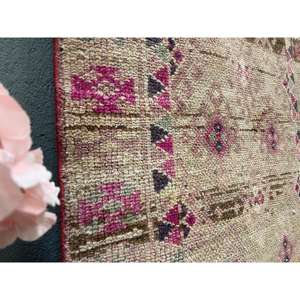 Vintage Turkish Rug, 2.9x13.5 ft <b>Runner</b> Rug, Brown <b>Red</b> Animal Print Rug - Product Image 3