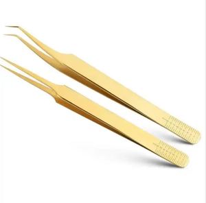 Wholesale Stainless Steel Gold Plated Eyelash Extension Tweezers <b>Kit</b> with PU Leather Case for Professional Beauty Use - Product Image 5