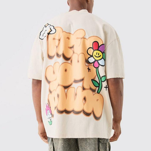 Modèle OEM T-shirt imprimé en coton de qualité personnalisée à épaules tombantes Vente en gros - Product Image 1