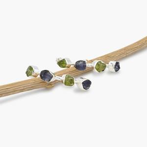 925 Sterling Silver Fine Stud <b>Earrings</b> Handmade Rough Aquamarine Stone Peridot <b>Garnet</b> 8-10mm Stone Size Perfect Gift for Her - Product Image 1