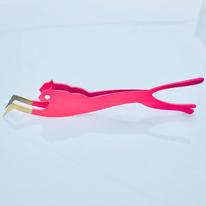 Pince à épiler d'extension de cils de ventilateur de Volume de précision pointe de fibre de 10mm avec poignée en diamant étiquetage personnalisé pince à cils pointue de botte mince - Product Image 1