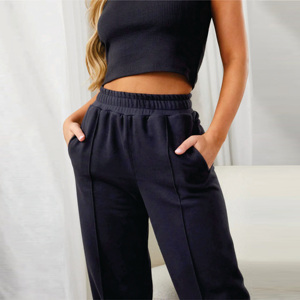 60% ottotton 40% Polyester hadow traight EG ogger Ark ewter Women's racksuit ottotoms con 2 ocide ocockets y ocket - Product Image 6