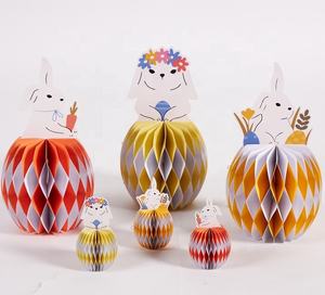 Sunbeauty Ensemble de 3 pièces de <span class=keywords><strong>lapin</strong></span> de jardin en papier bicolore décoratif en nid d'abeille amusant et <span class=keywords><strong>facile</strong></span> à faire soi-même artisanat de <span class=keywords><strong>lapin</strong></span> en papier pour les enfants - Product Image 2