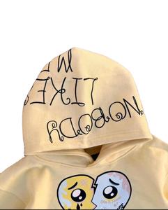 Sudadera con capucha Beige de gran tamaño Unisex nueva personalizada, Jersey de invierno con estampado de pantalla Vintage gráfico de peso pesado - Product Image 6