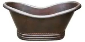 Bañera Ovalada Independiente de Cobre con Patas, Bañera de Pedestal de Metal Cepillado para Baño, Spa, Artesanía India - Product Image 5
