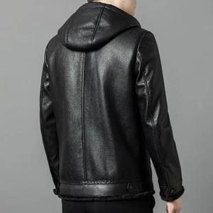 Chaqueta de cuero con capucha para hombre Invierno Nueva moda Hombres de negocios Casual con capucha Versátil - Product Image 5