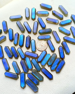 Lote de Gemas Sueltas de Labradorita Azul Flash con Corte Diamante Cabujón para Joyería, Colgantes y Manualidades, Piedras de Fondo Plano, Suministros de Gemas - Product Image 2