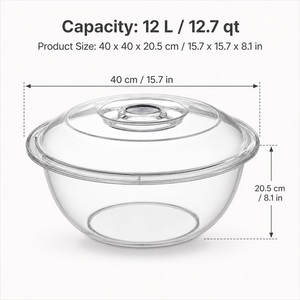 อ่างพลาสติกใสทรงกลมคลาสสิกขนาด 12 ลิตร พร้อมฝาปิด สำหรับเตรียมและเก็บอาหาร ทำความสะอาดง่าย จากอิสตันบูล - Product Image 2