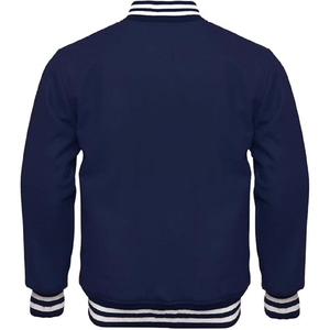Veste universitaire classique bleu marine pour homme, authentique veste bomber athlétique avec bordure rayée - Product Image 2
