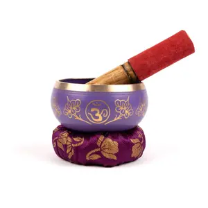 Tujuh Chakra atau detik mangkuk menyanyi Cakra ungu untuk meditasi Set mangkuk menyanyi Yoga suara penyembuhan resonansi yang sangat baik